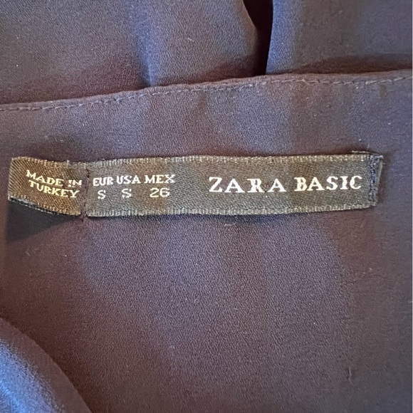 Zara Basic Women’s Sheer Navy Long Sleeved Blouse, Size Small - Picture 3 of 11